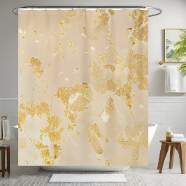 Elegante cortina de ducha secuencial de oro