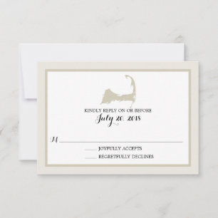 Elegante Cream Cape Cod Map Wedding RSVP