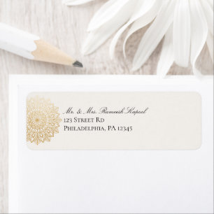 Elegante Cream Gold Mandala Retorno Etiquetas de d