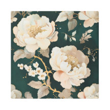 Elegante Cream Peony arte Metalizado de la pared -
