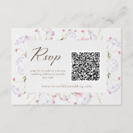 Elegante Crema Flor silvestre Código QR Tarjeta RS