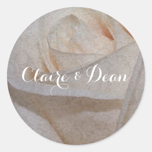 Elegante crema Rosa Boda Pegatinas de Sello para s (Anverso)
