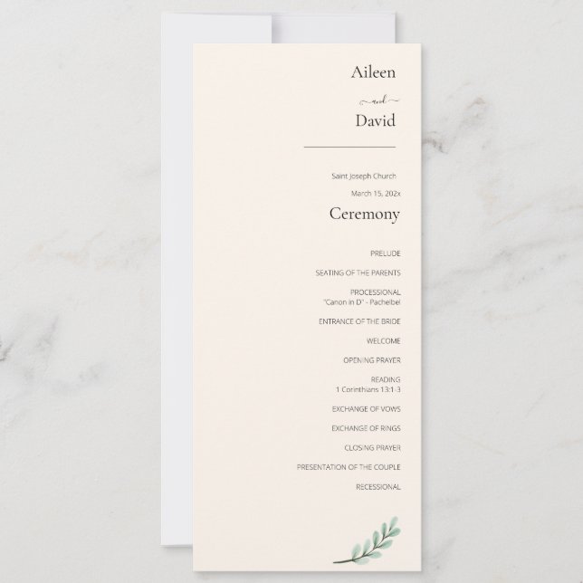 Elegante Crema Simple Ceremonia Pedido (Anverso)