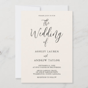 Elegante Crema y la invitación a la boda negra