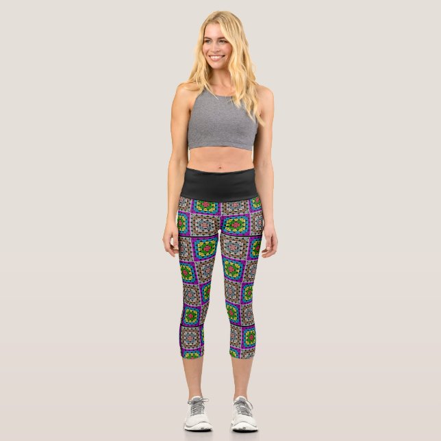 Elegante crochet Granny Square Pattern Leggings (Anverso)