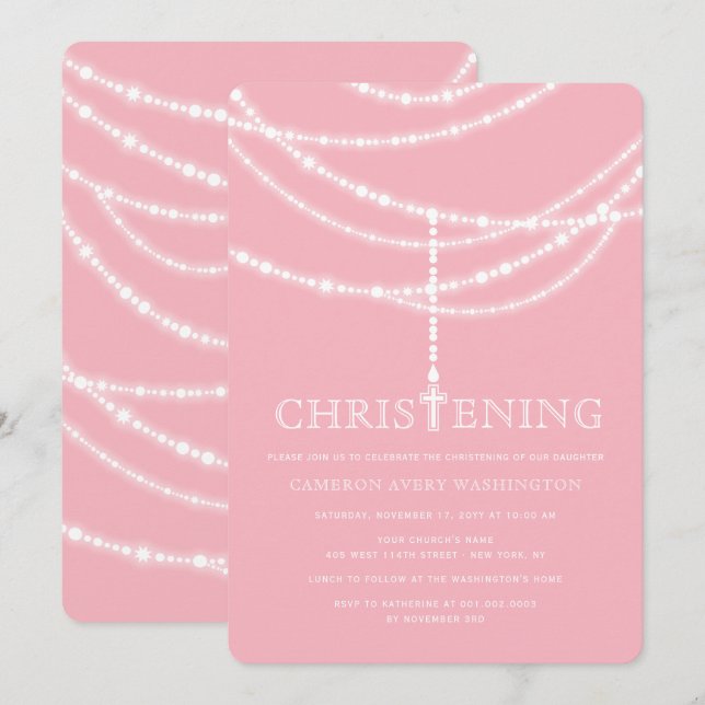 Elegante cruz Rosaria Invitación a la Navidad (Anverso / Reverso)