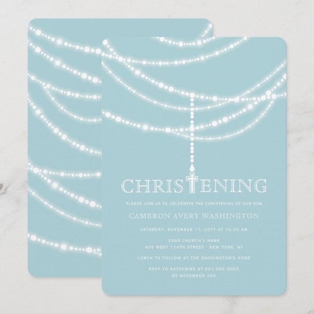 Elegante cruz Rosaria Invitación a la Navidad (Anverso / Reverso)