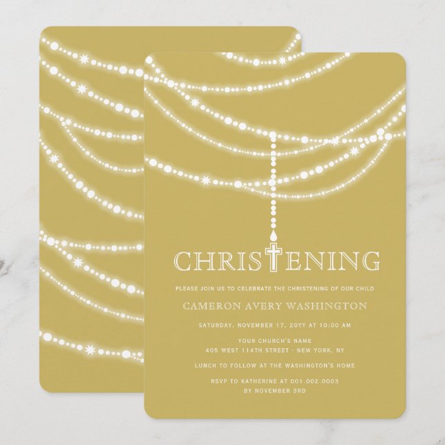 Elegante cruz Rosaria Invitación a la Navidad (Anverso / Reverso)