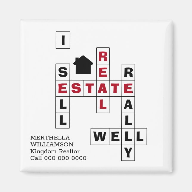 Elegante cruz vendo imán inmobiliario (Frente)