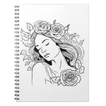 Elegante cuaderno abstracto de mujer joven