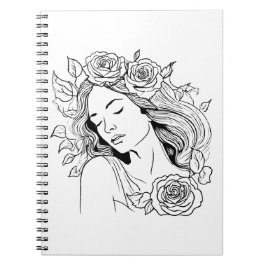 Elegante cuaderno abstracto de mujer joven
