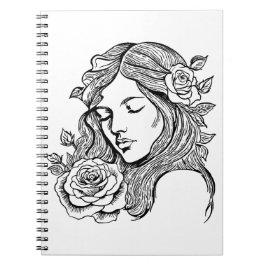 Elegante cuaderno abstracto de mujer joven