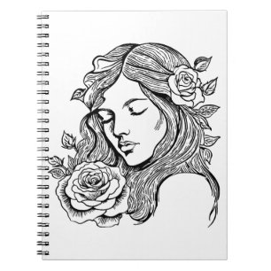 Elegante cuaderno abstracto de mujer joven