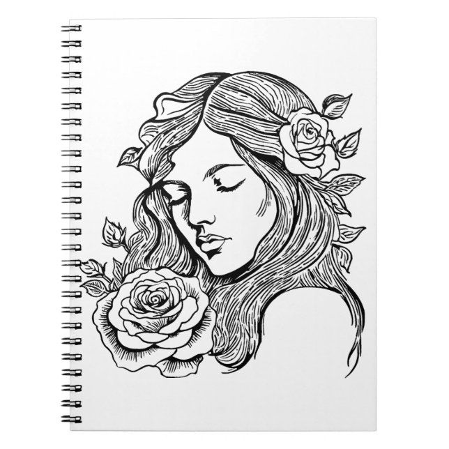 Elegante cuaderno abstracto de mujer joven (Frente)