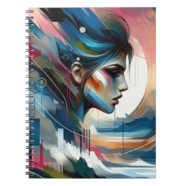 Elegante cuaderno abstracto de mujer joven