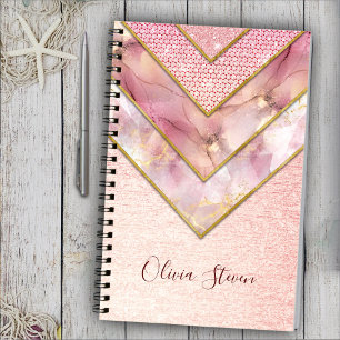 Elegante cuaderno de dibujo geométrico de oro rosa