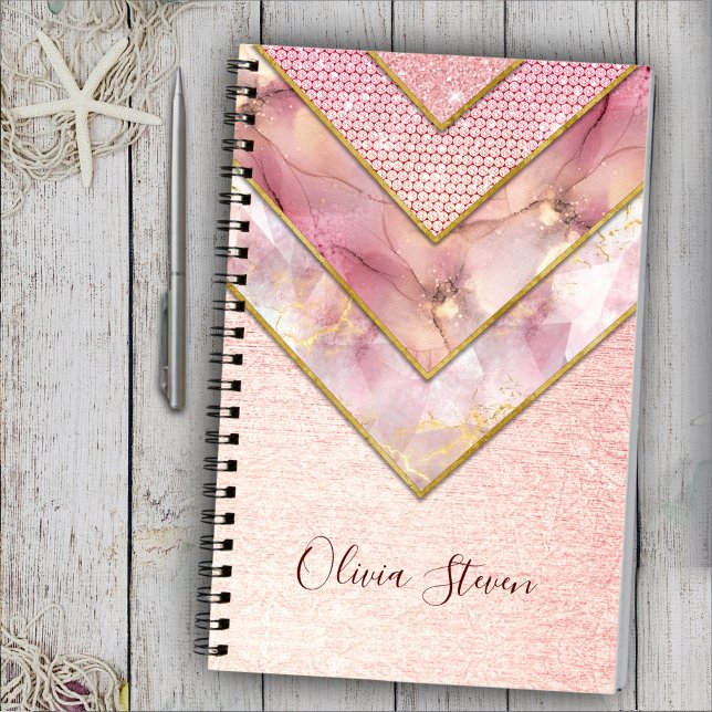 Elegante cuaderno de dibujo geométrico de oro rosa (Subido por el creador)