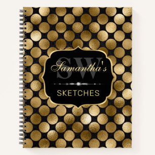 Elegante cuaderno de Purpurina de Círculos de Oro