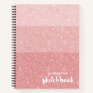 Elegante cuaderno de Purpurina rosa con nombre