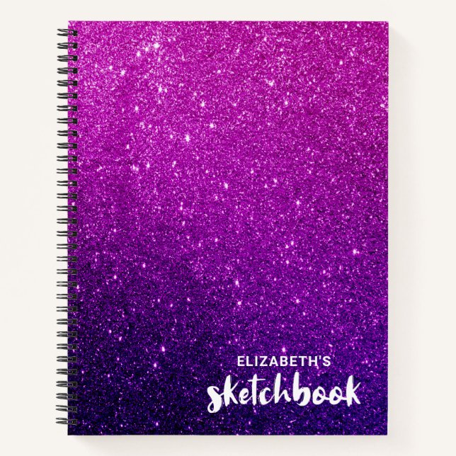 Elegante cuaderno de Purpurina rosa morado (Anverso)