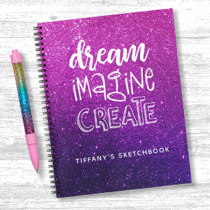 Elegante cuaderno de Purpurina rosa morado de Ombr