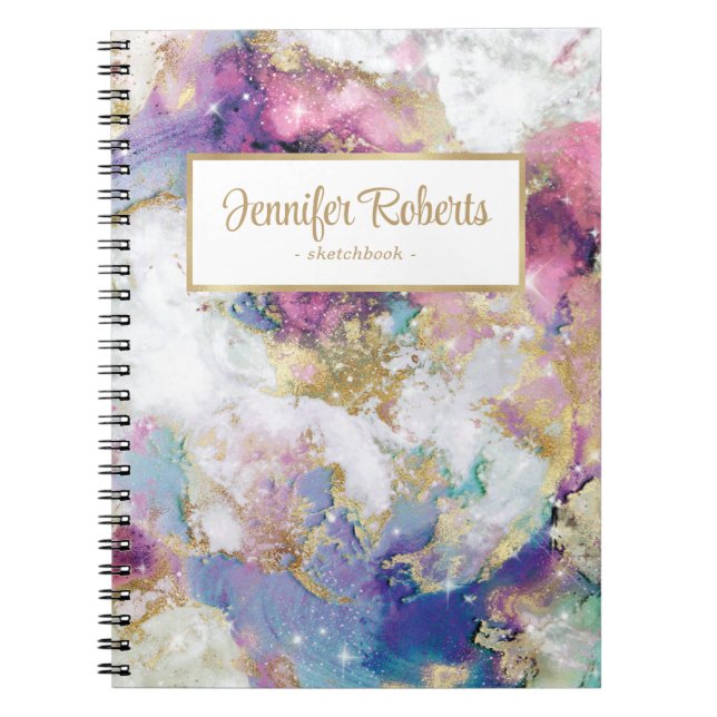 Elegante cuaderno de Relieve metalizado dorado de  (Frente)
