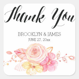 Elegante Cuadrado de pegatinas de cascos florales