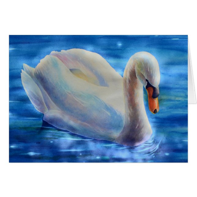 Elegante cuadro de acuarela de cisne blanco (Anverso (Horizontal))