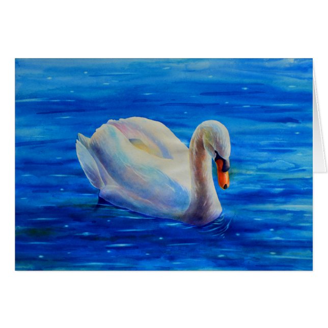 Elegante cuadro de acuarela de cisne blanco (Anverso (Horizontal))