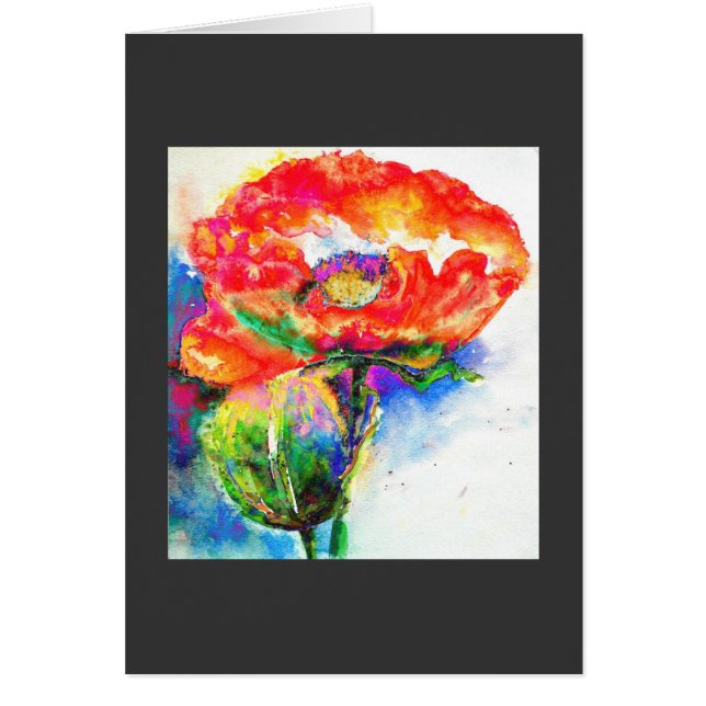 Elegante cuadro de acuarela floral rojo (Frente)