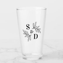 Elegante cualquier color boda hojas monogramo verd