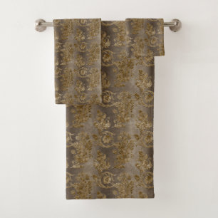 Elegante cuarto de baño de Bonito Brown Damask