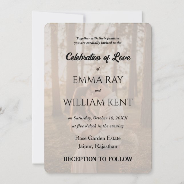 Elegante cubierta de la invitación a la boda con t (Reverso)
