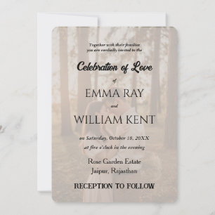 Elegante cubierta de la invitación a la boda con t