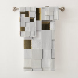 Elegante Cubo muro arte 3D - blanco y oro