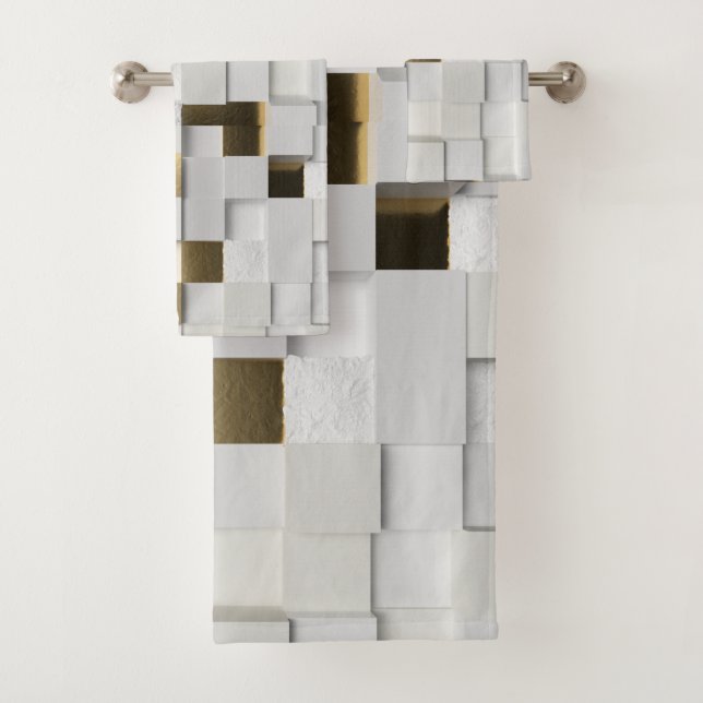 Elegante Cubo muro arte 3D - blanco y oro (In situ)