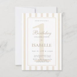 Elegante Cumpleaños 1er Invitación Champagne Suave