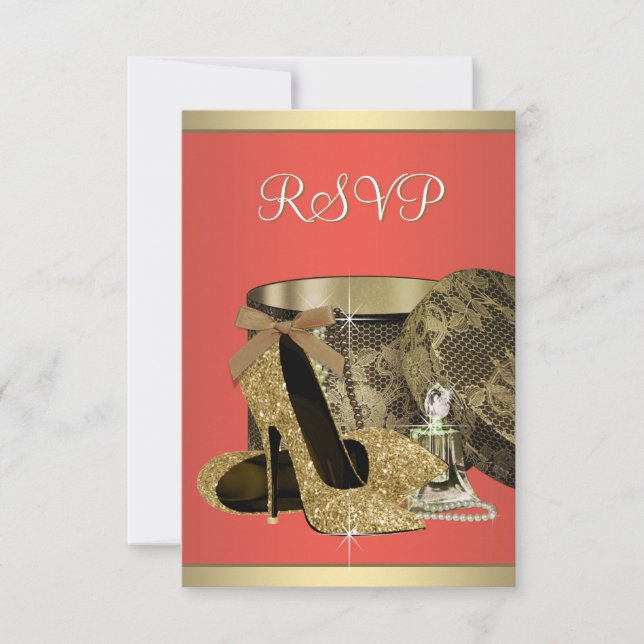Elegante Cumpleaños de Guayaba Coral y Oro RSVP (Anverso)
