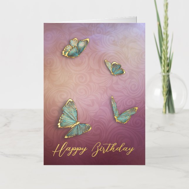 Elegante cumpleaños de mariposa (Anverso)