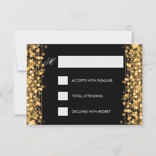 Elegante Cumpleaños RSVP Sparkles Gold (Anverso)