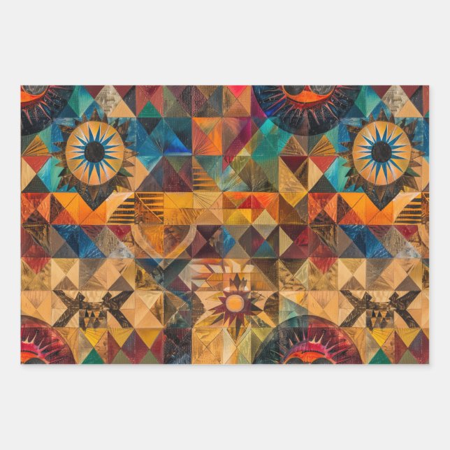 Elegante Cyan "Artista Heredado" envolver papel ma (Anverso)