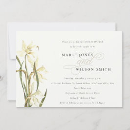 Elegante Daffodil Blanco Parejas Ducha Invitación