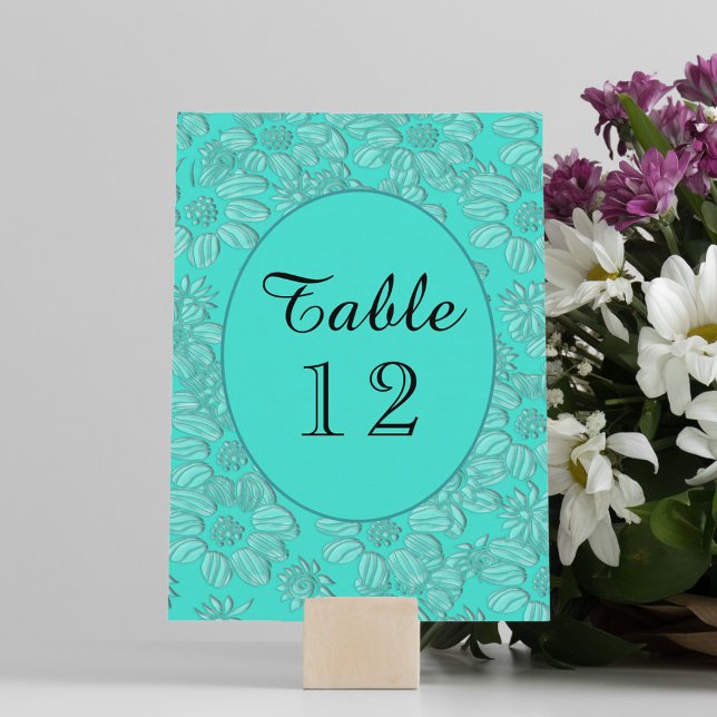 Elegante Daisies Boda Turquesa Mesa No Tarjeta (Elegant Daisies Turquoise Wedding Table No Card)