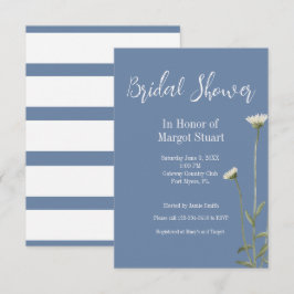 Elegante Daisy Blue Gray Script Striped Bridal