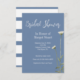 Elegante Daisy Blue Gray Script Striped Bridal