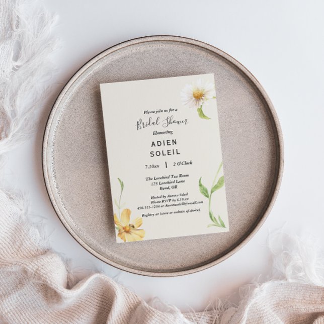 Elegante Daisy Bridal Shower Invitación (Subido por el creador)