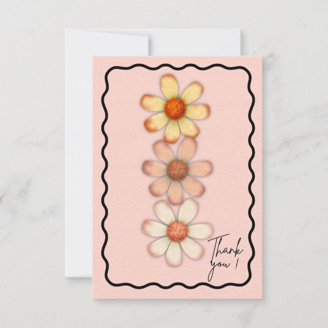 Elegante Daisy Floral Gracias Tarjeta Rosa & Whims (Anverso)
