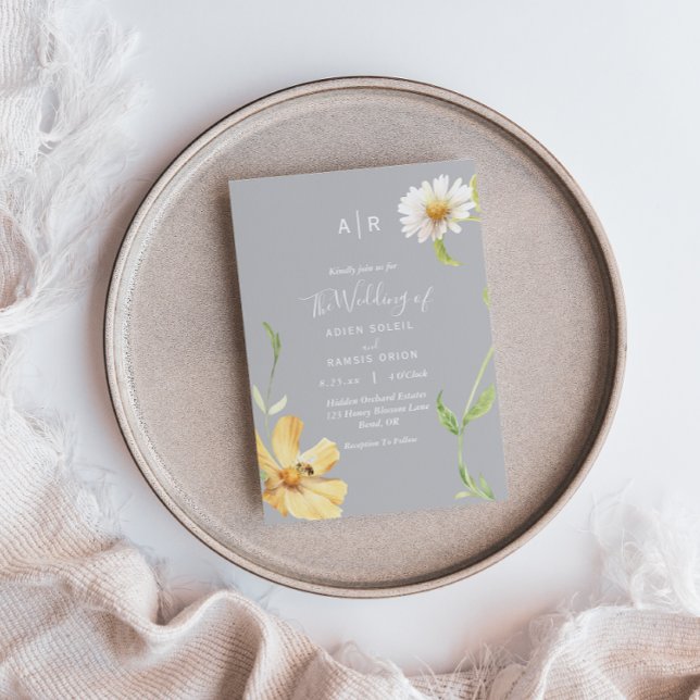 Elegante Daisy | Invitación a la boda en monograma (Subido por el creador)