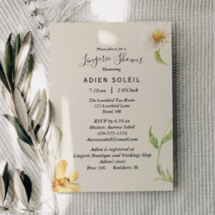 Elegante Daisy Lingerie Shower Invitación