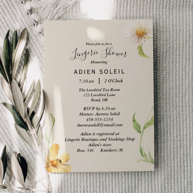 Elegante Daisy Lingerie Shower Invitación (Subido por el creador)